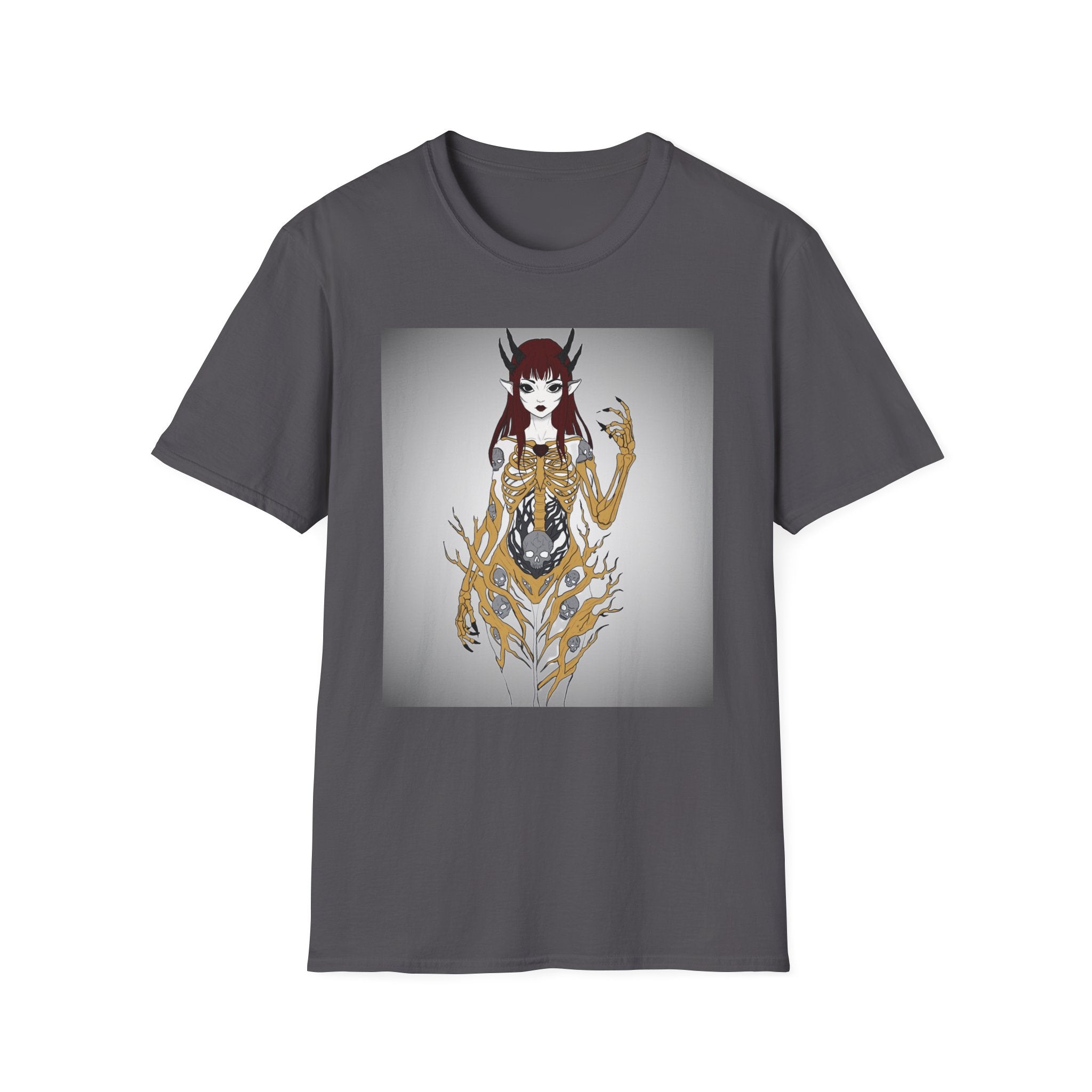 Demonic Floral Skeleton Gothic Anime Girl T-Shirt