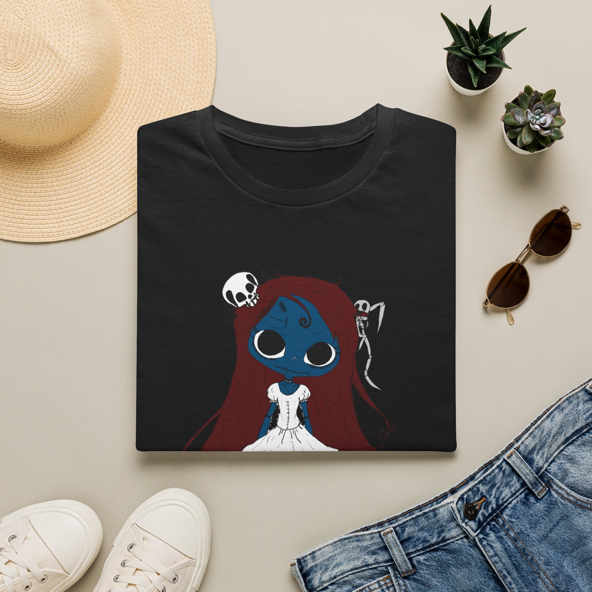 Gothic Blue Doll T-Shirt — Cute Creepy Girl Graphic Tee