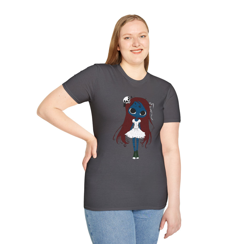 Gothic Blue Doll T-Shirt — Cute Creepy Girl Graphic Tee