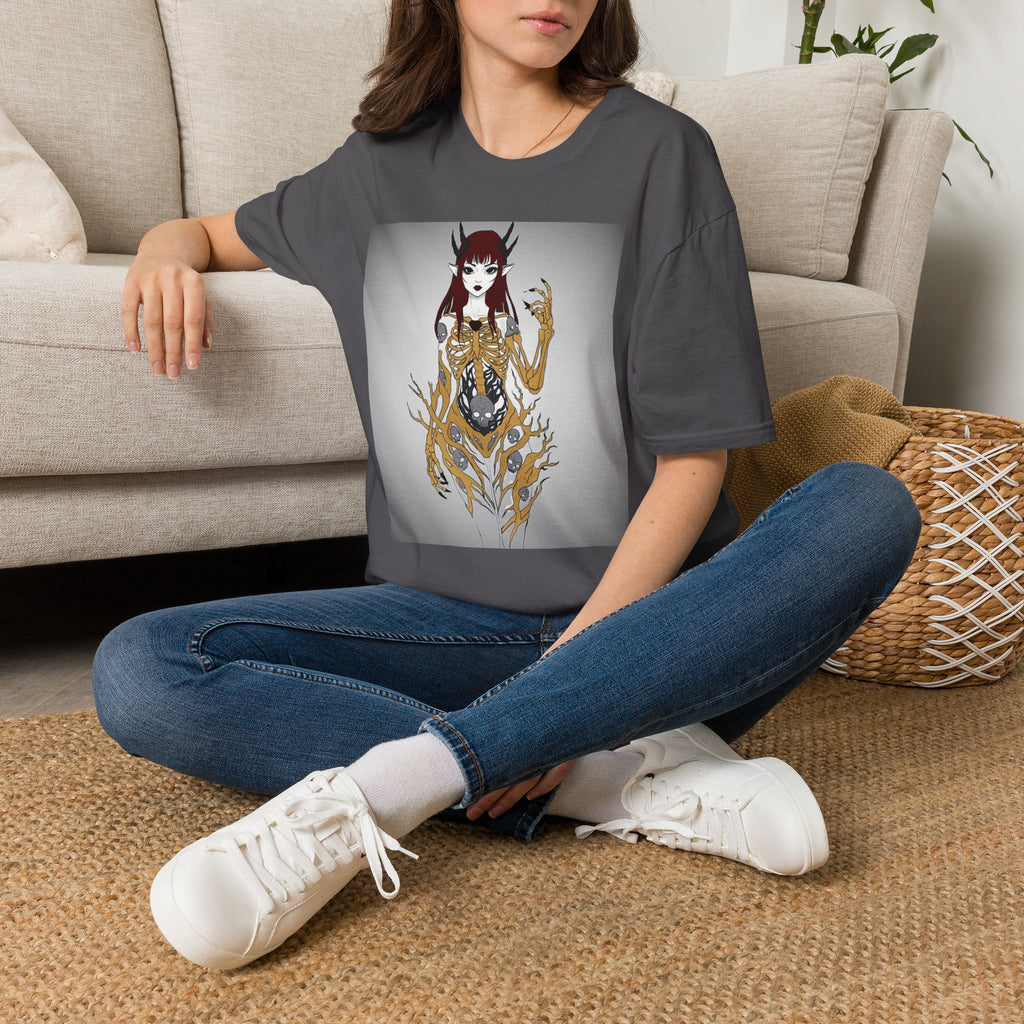 Demonic Floral Skeleton Gothic Anime Girl T-Shirt