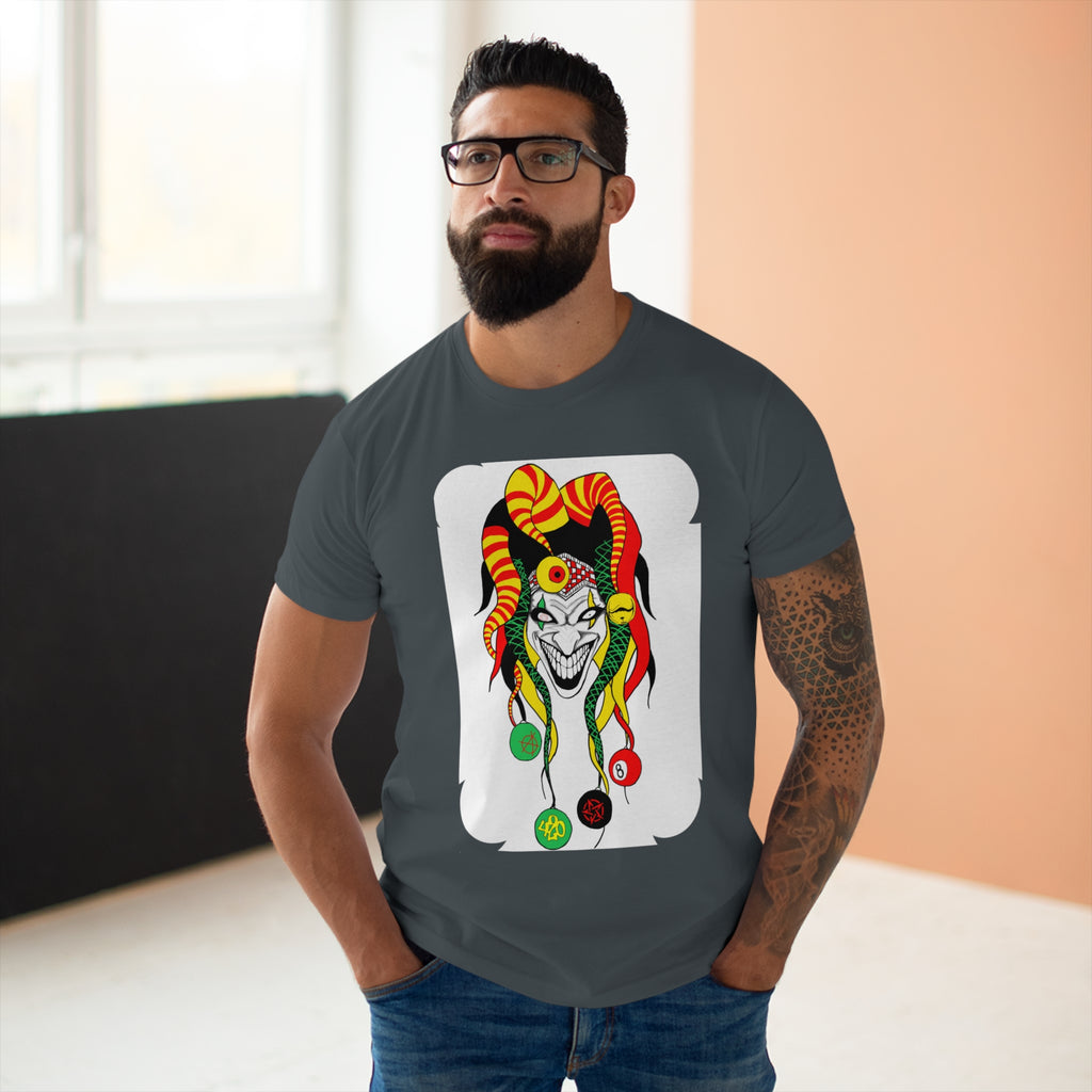 Jester Mask Graphic T-Shirt — Colorful Carnival Joker Tee