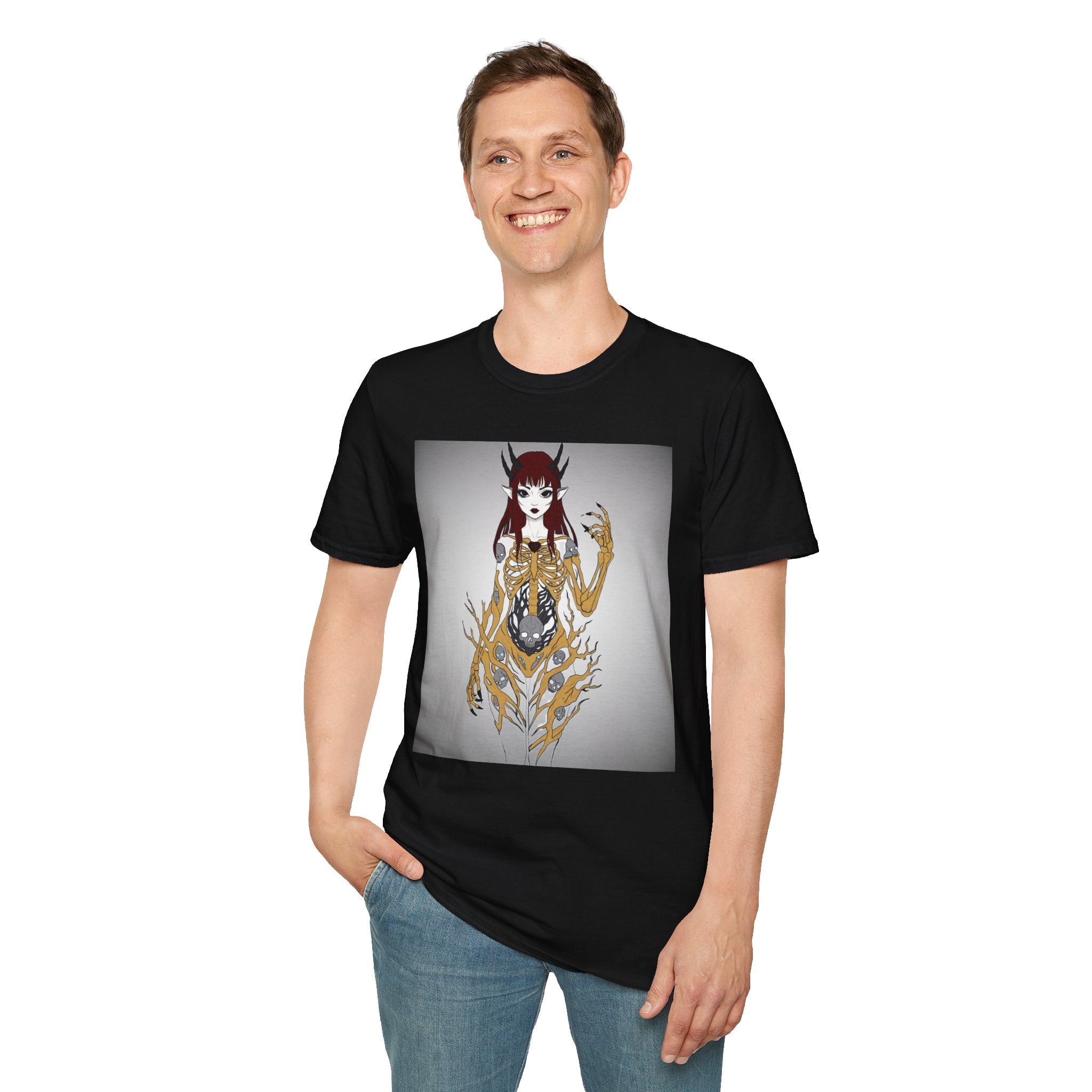 Demonic Floral Skeleton Gothic Anime Girl T-Shirt