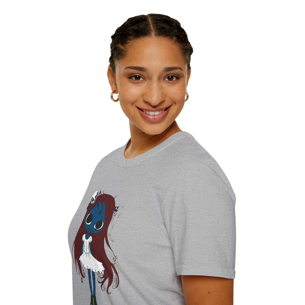 Gothic Blue Doll T-Shirt — Cute Creepy Girl Graphic Tee