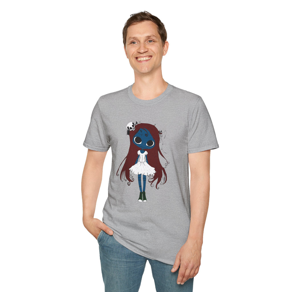 Gothic Blue Doll T-Shirt — Cute Creepy Girl Graphic Tee
