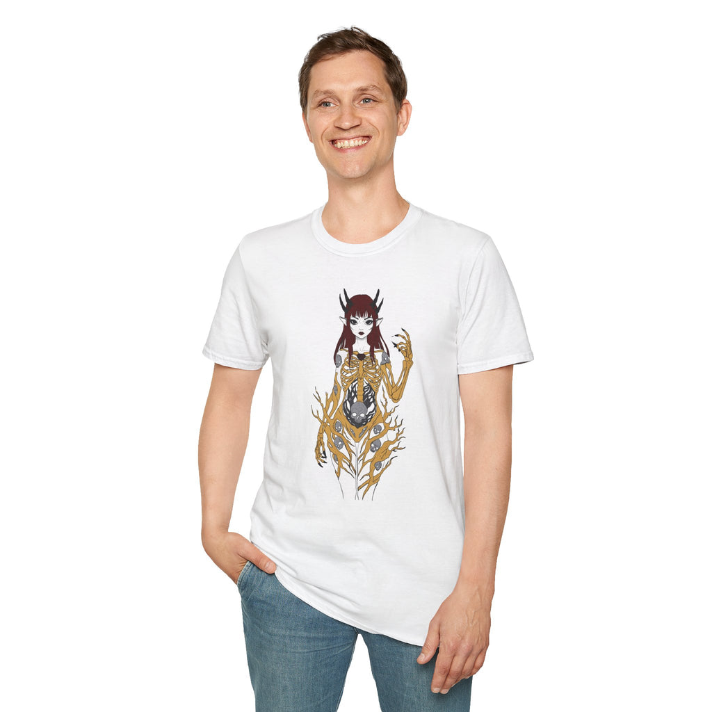 Demonic Floral Skeleton Gothic Anime Girl T-Shirt