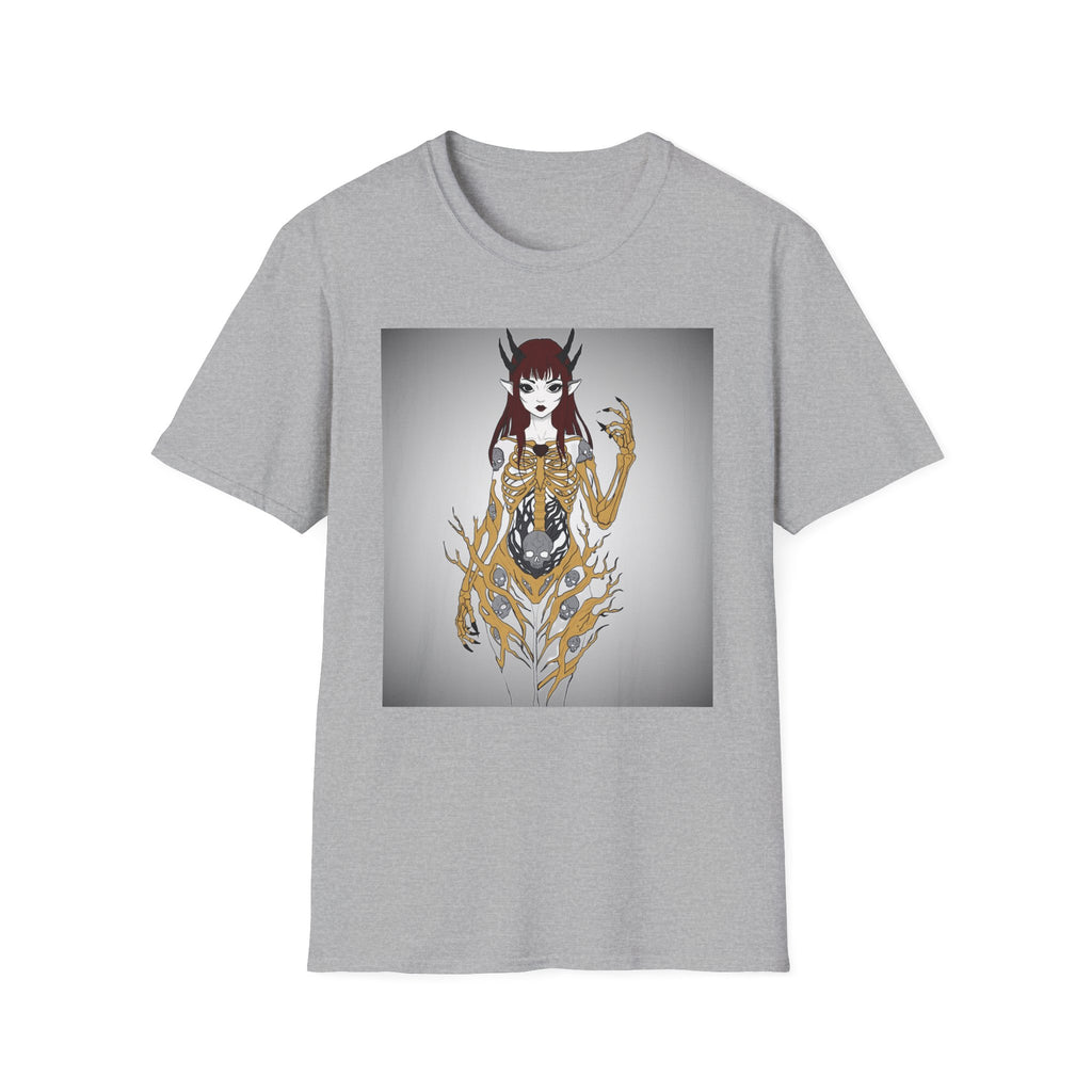 Demonic Floral Skeleton Gothic Anime Girl T-Shirt