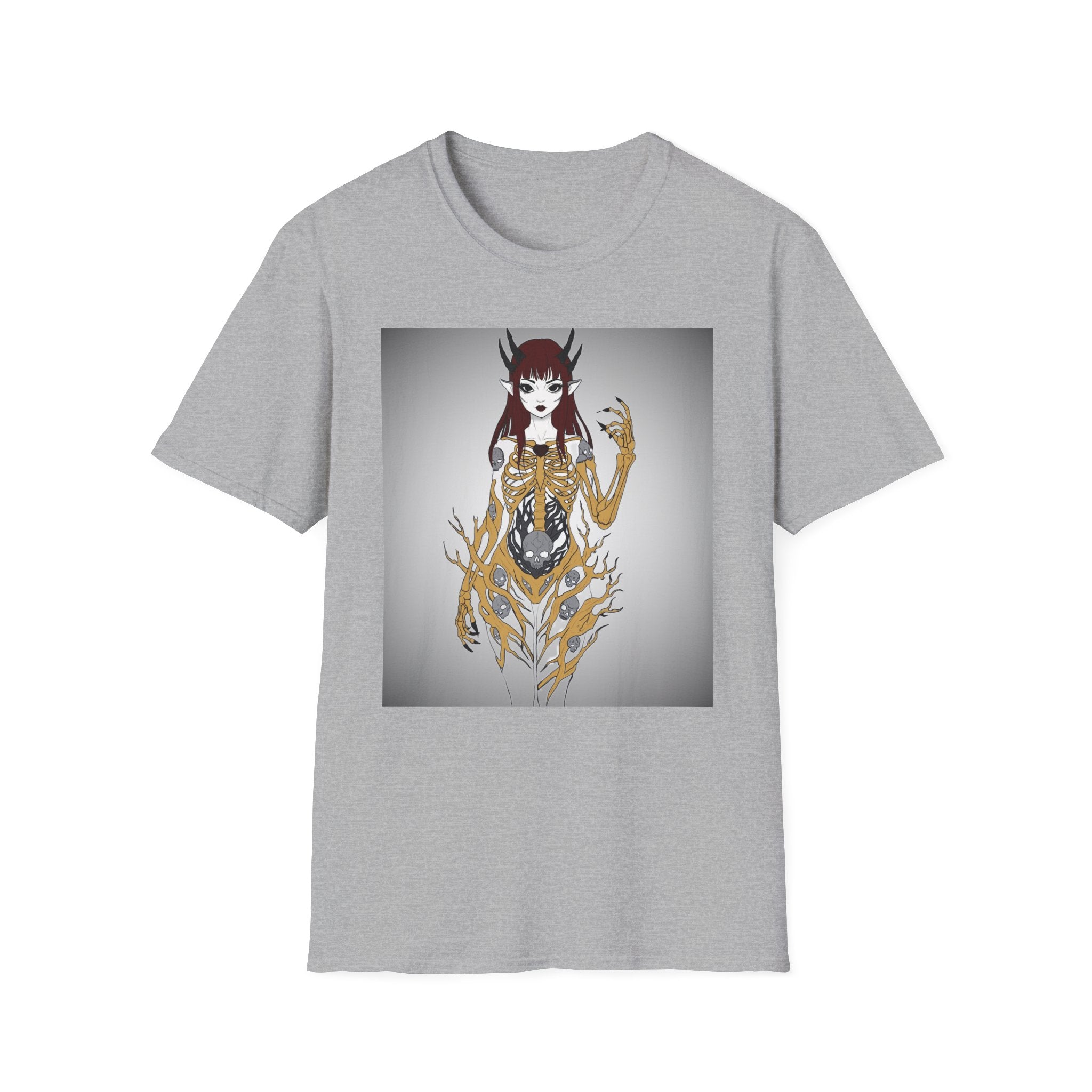 Demonic Floral Skeleton Gothic Anime Girl T-Shirt