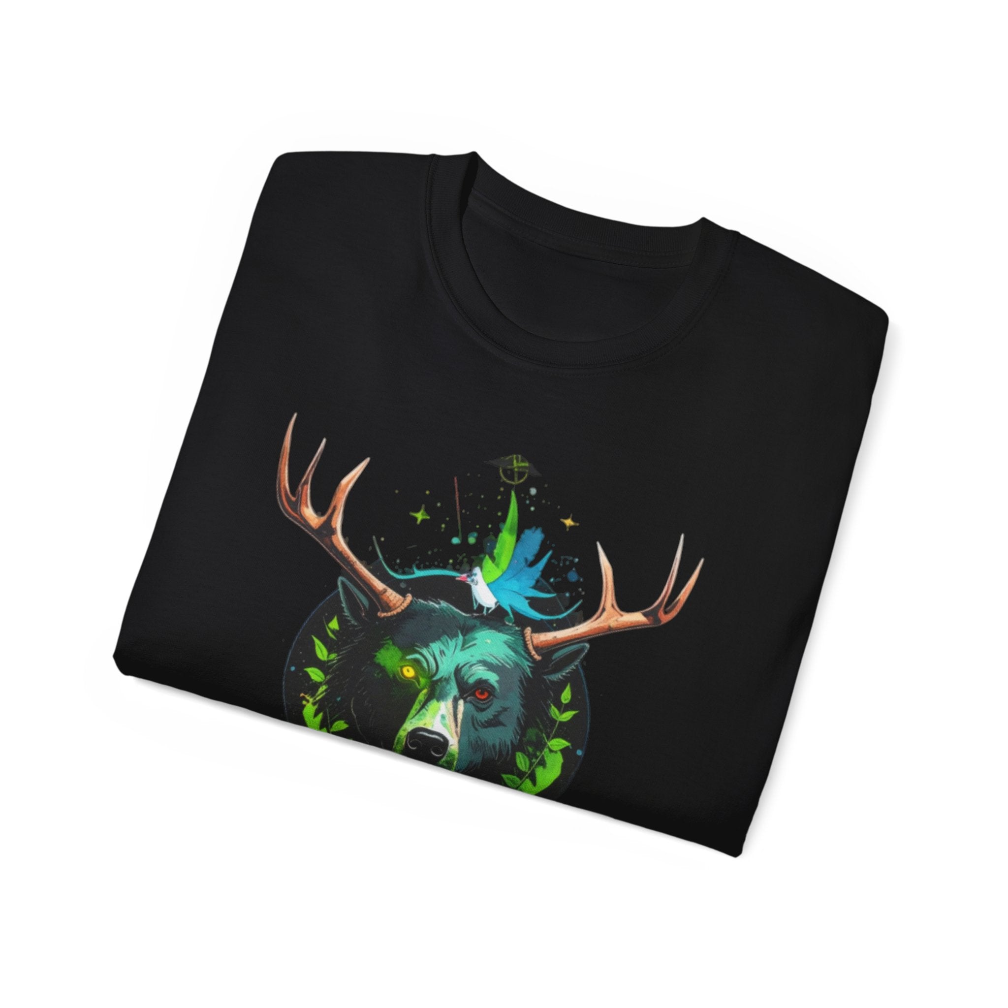 Bear with Antlers Graphic T-Shirt | Gildan 2000 Ultra Cotton Unisex TeeSimple