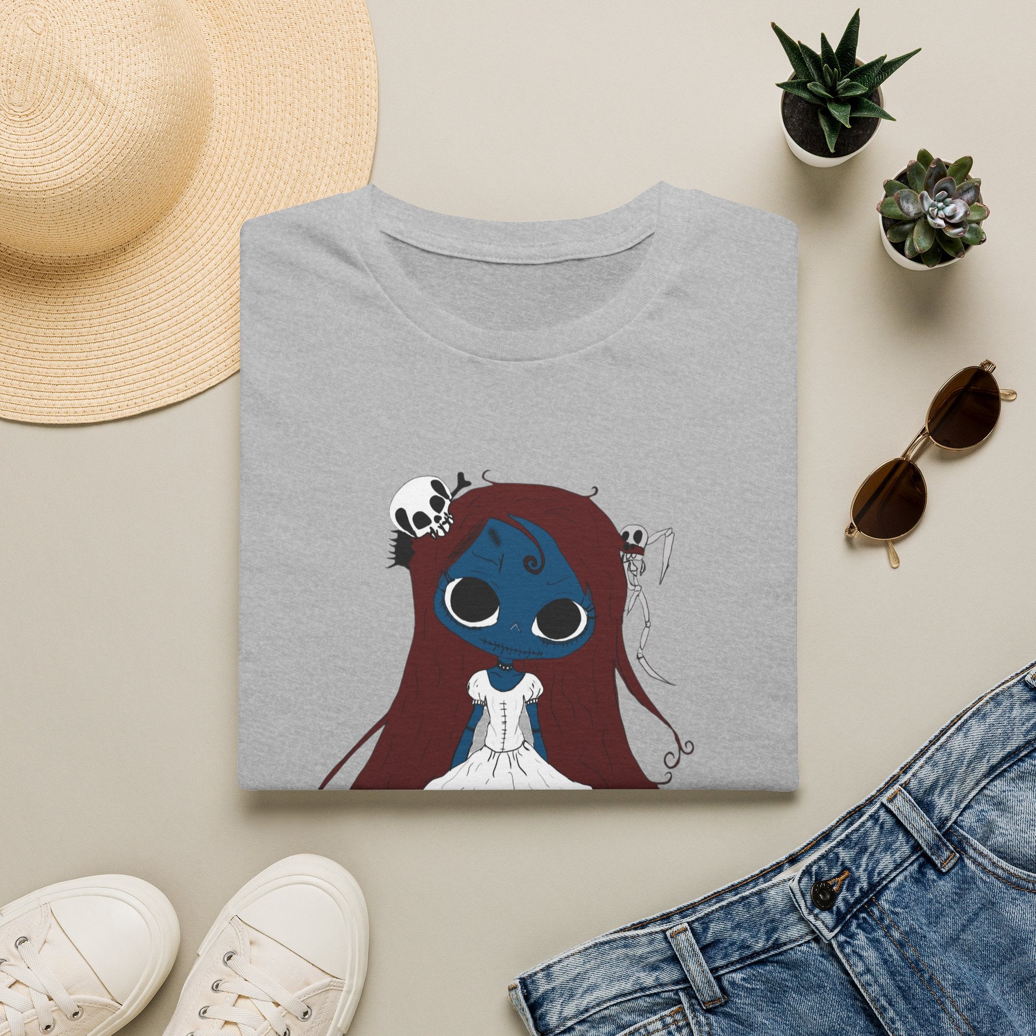 Gothic Blue Doll T-Shirt — Cute Creepy Girl Graphic Tee