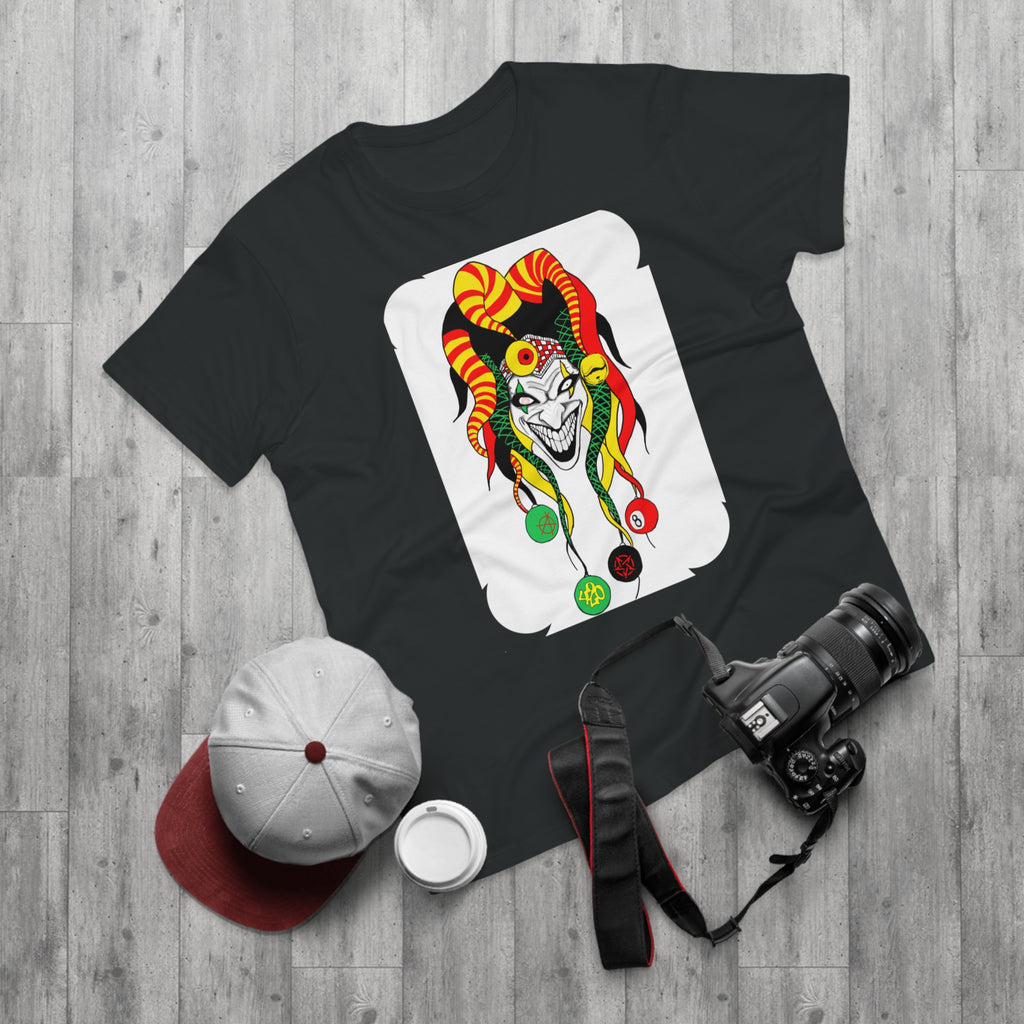 Jester Mask Graphic T-Shirt — Colorful Carnival Joker Tee