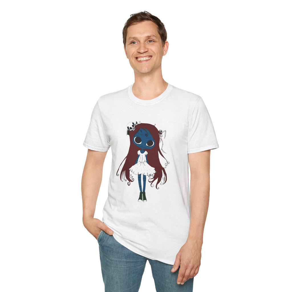 Gothic Blue Doll T-Shirt — Cute Creepy Girl Graphic Tee