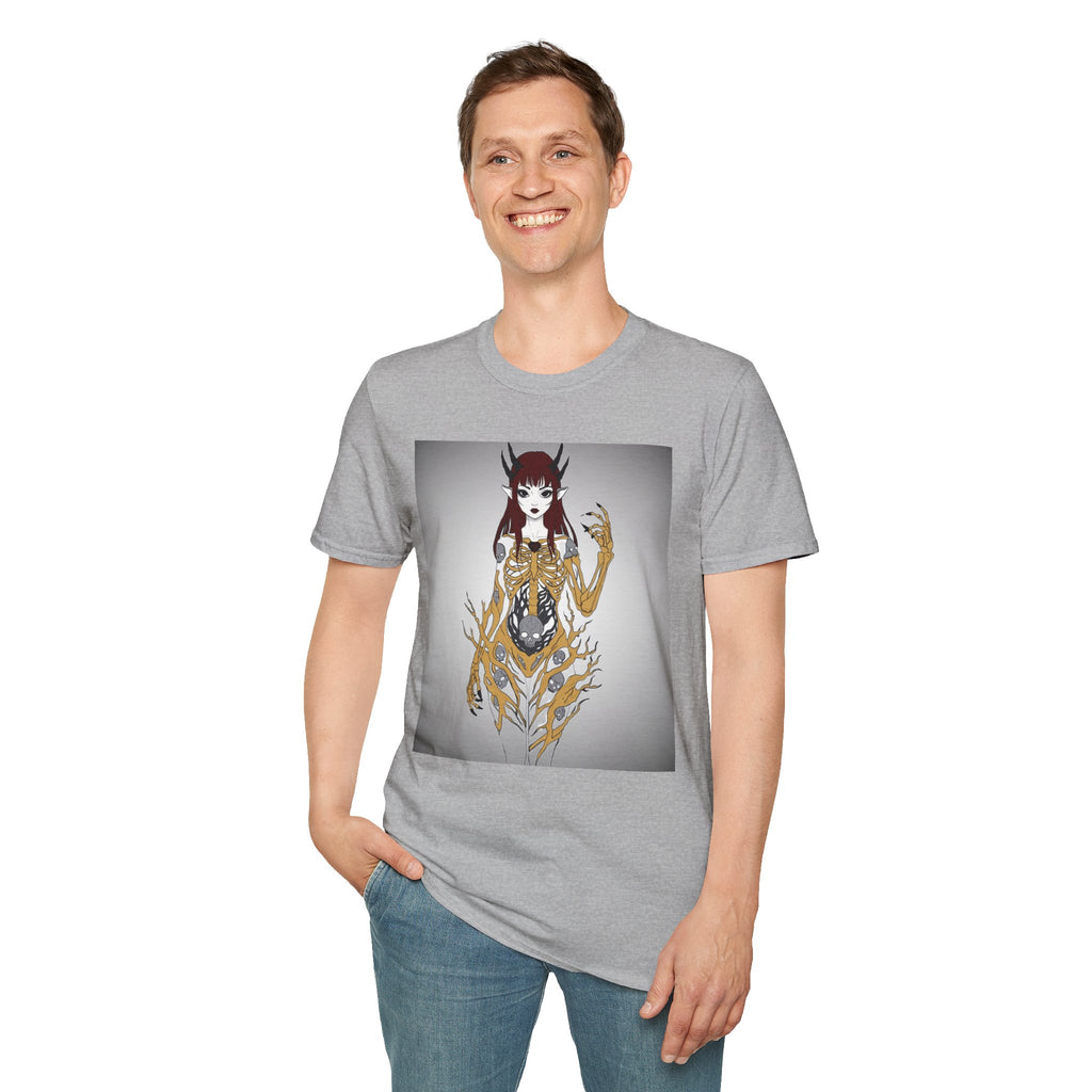 Demonic Floral Skeleton Gothic Anime Girl T-Shirt