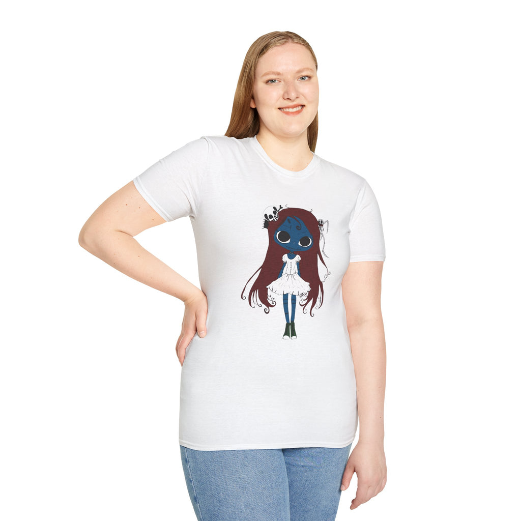 Gothic Blue Doll T-Shirt — Cute Creepy Girl Graphic Tee