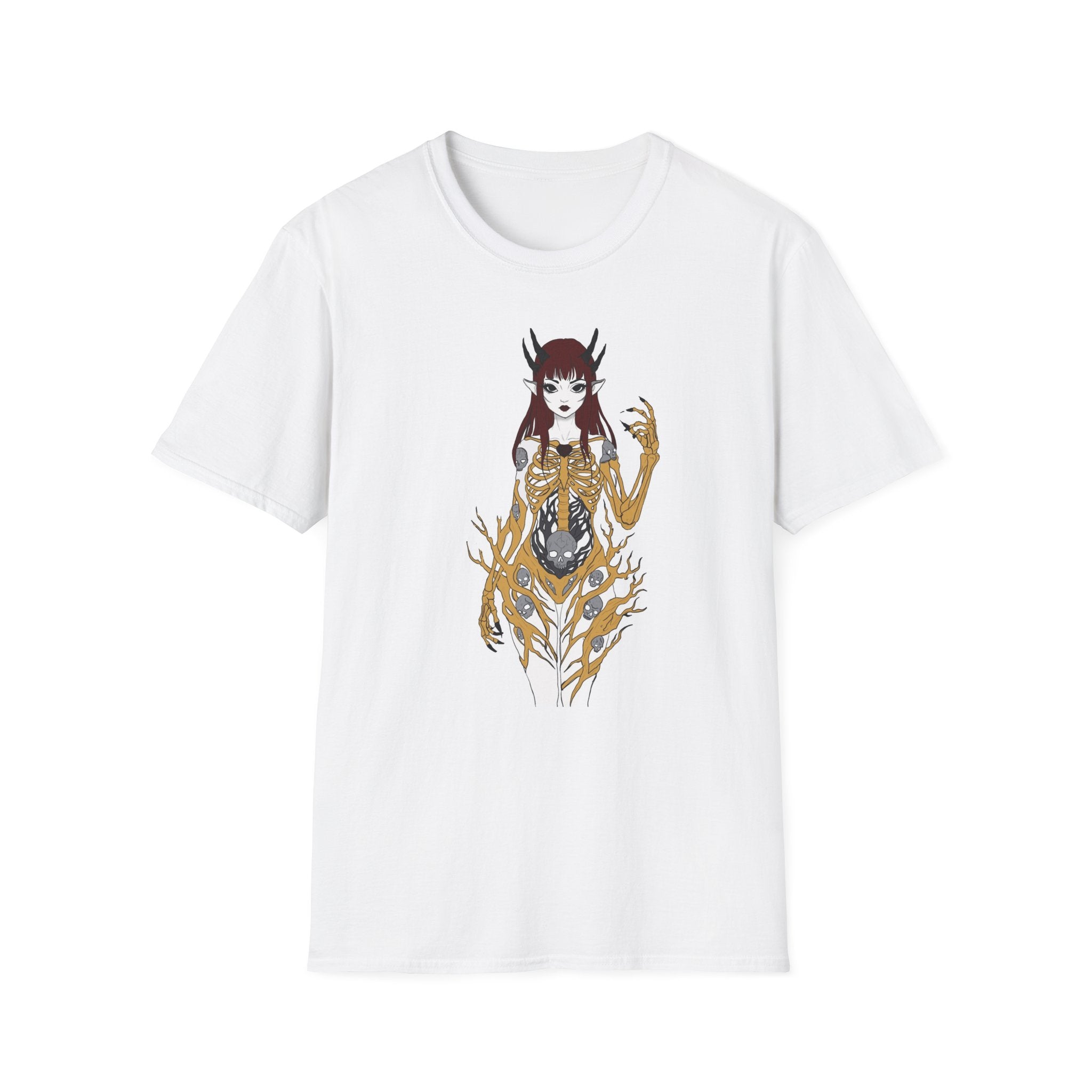 Demonic Floral Skeleton Gothic Anime Girl T-Shirt