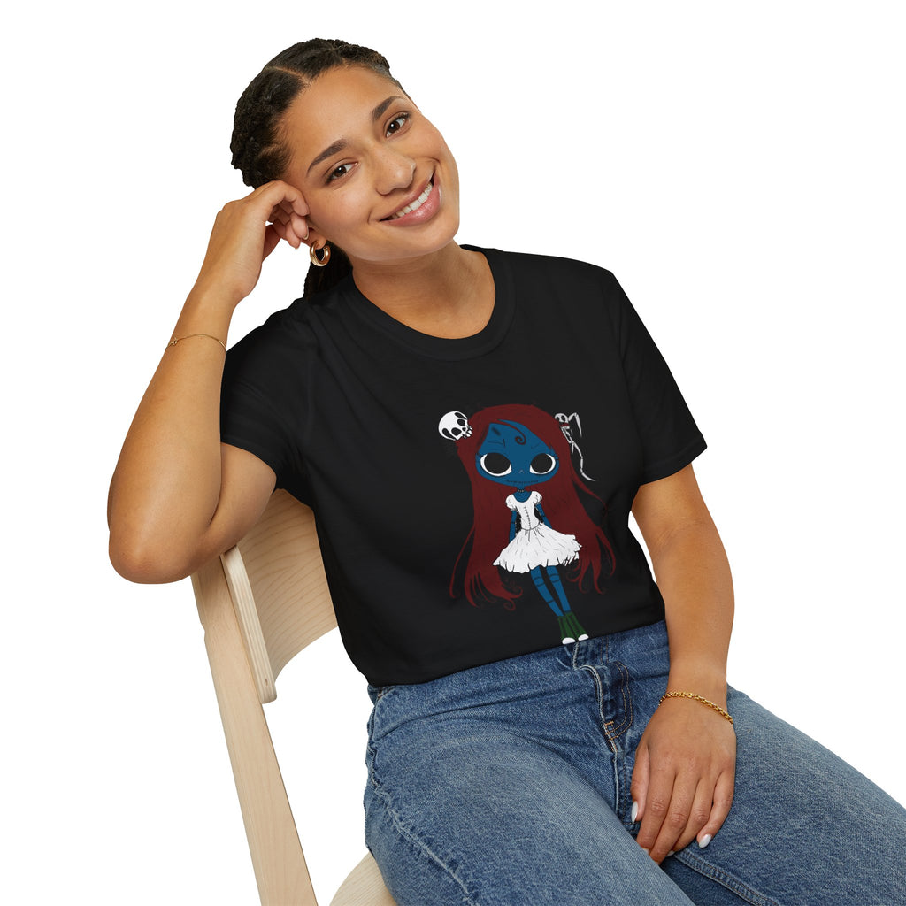 Gothic Blue Doll T-Shirt — Cute Creepy Girl Graphic Tee