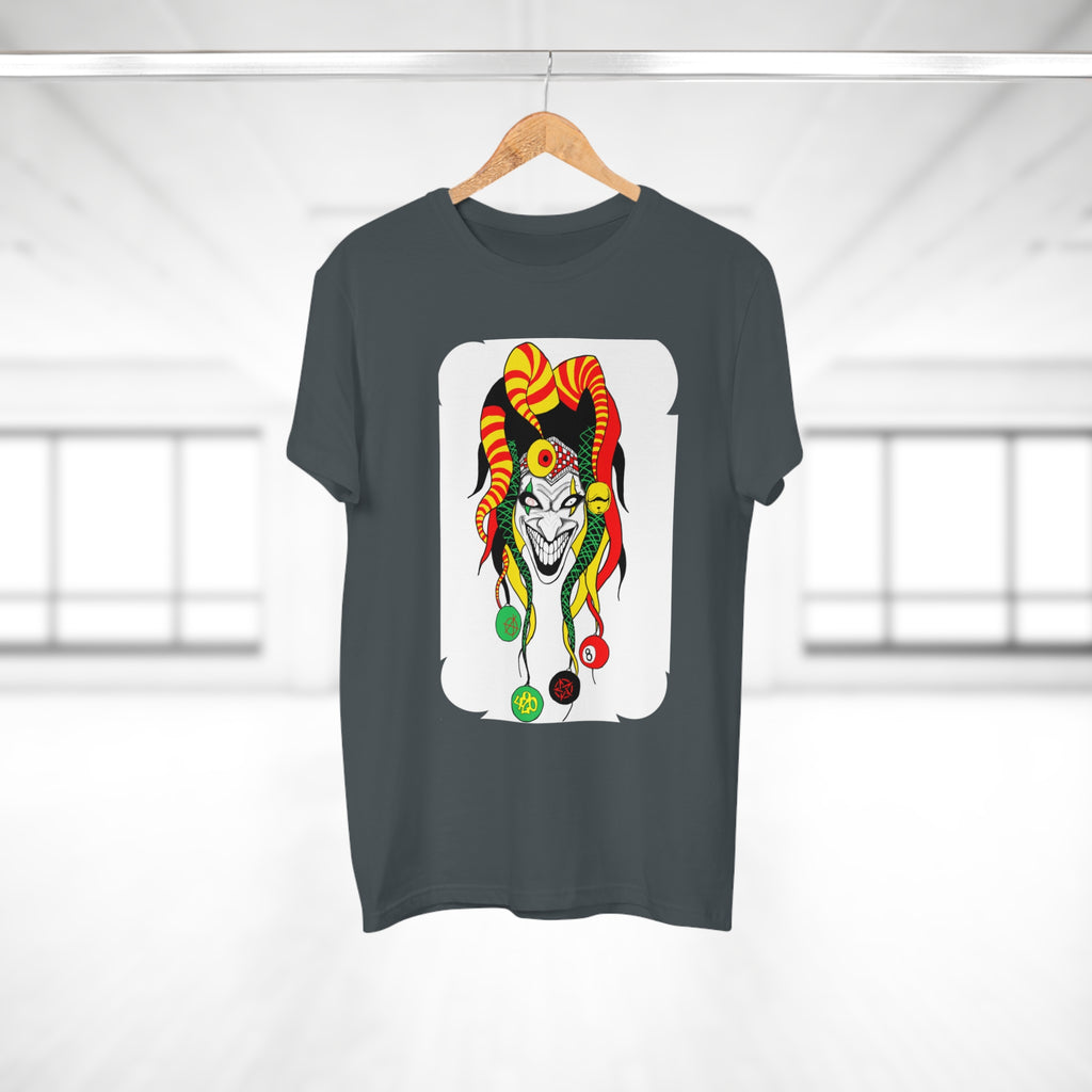 Jester Mask Graphic T-Shirt — Colorful Carnival Joker Tee