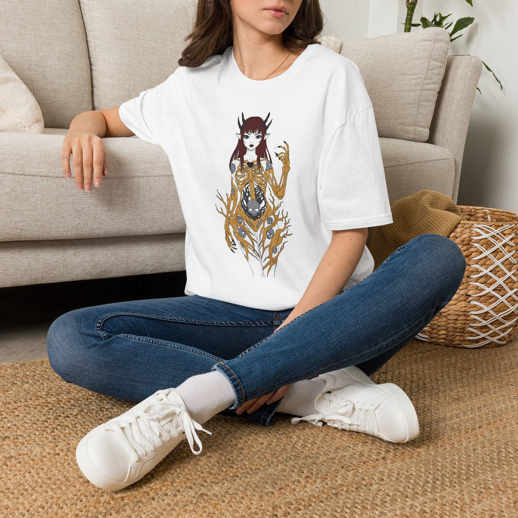Demonic Floral Skeleton Gothic Anime Girl T-Shirt