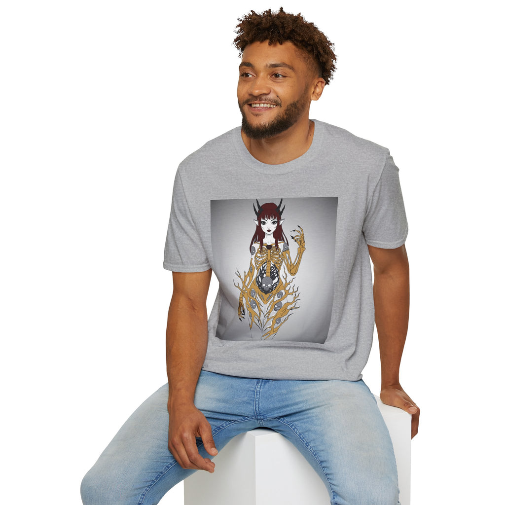 Demonic Floral Skeleton Gothic Anime Girl T-Shirt