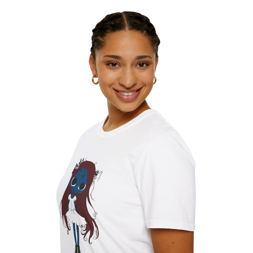 Gothic Blue Doll T-Shirt — Cute Creepy Girl Graphic Tee