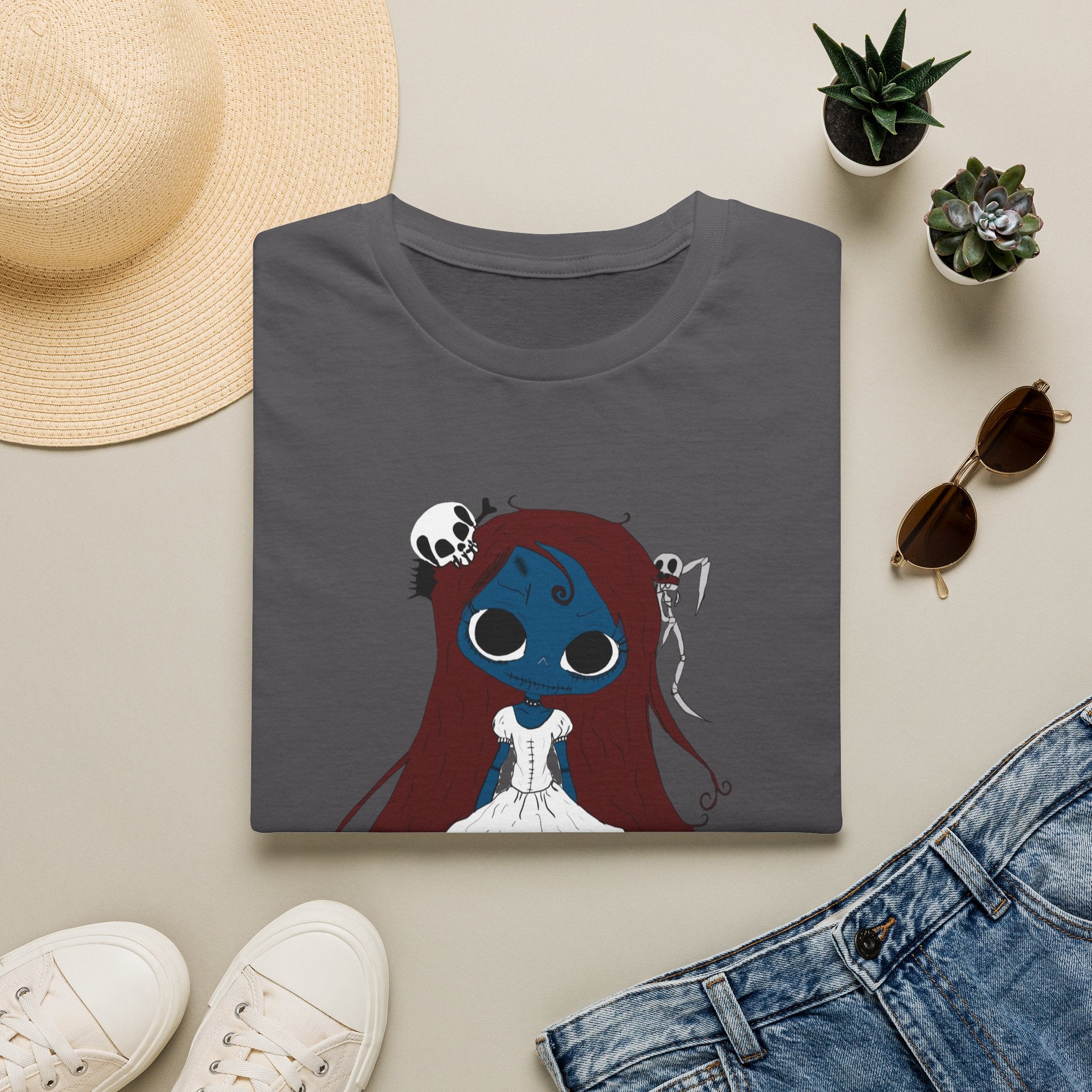Gothic Blue Doll T-Shirt — Cute Creepy Girl Graphic Tee