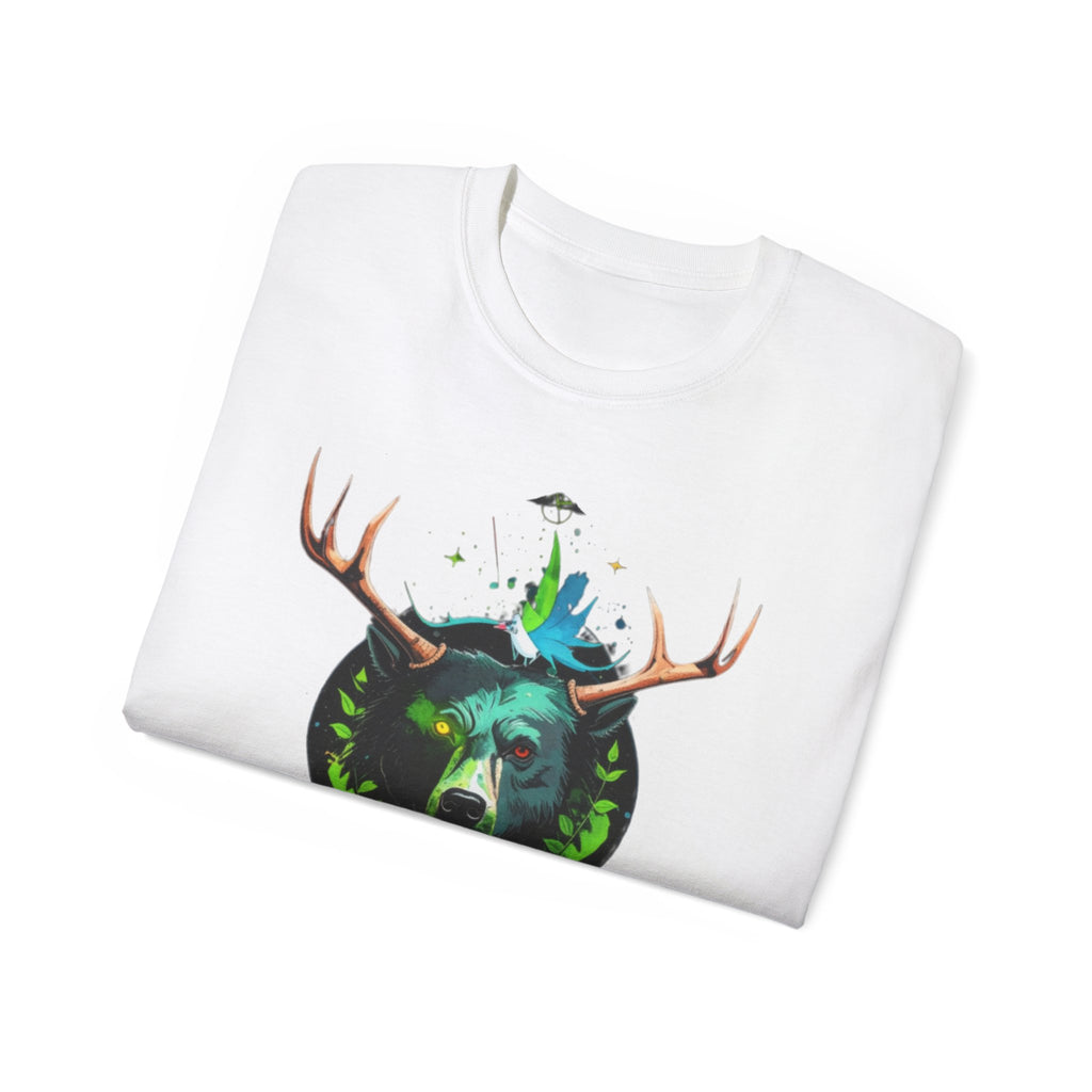 Bear with Antlers Graphic T-Shirt | Gildan 2000 Ultra Cotton Unisex TeeSimple