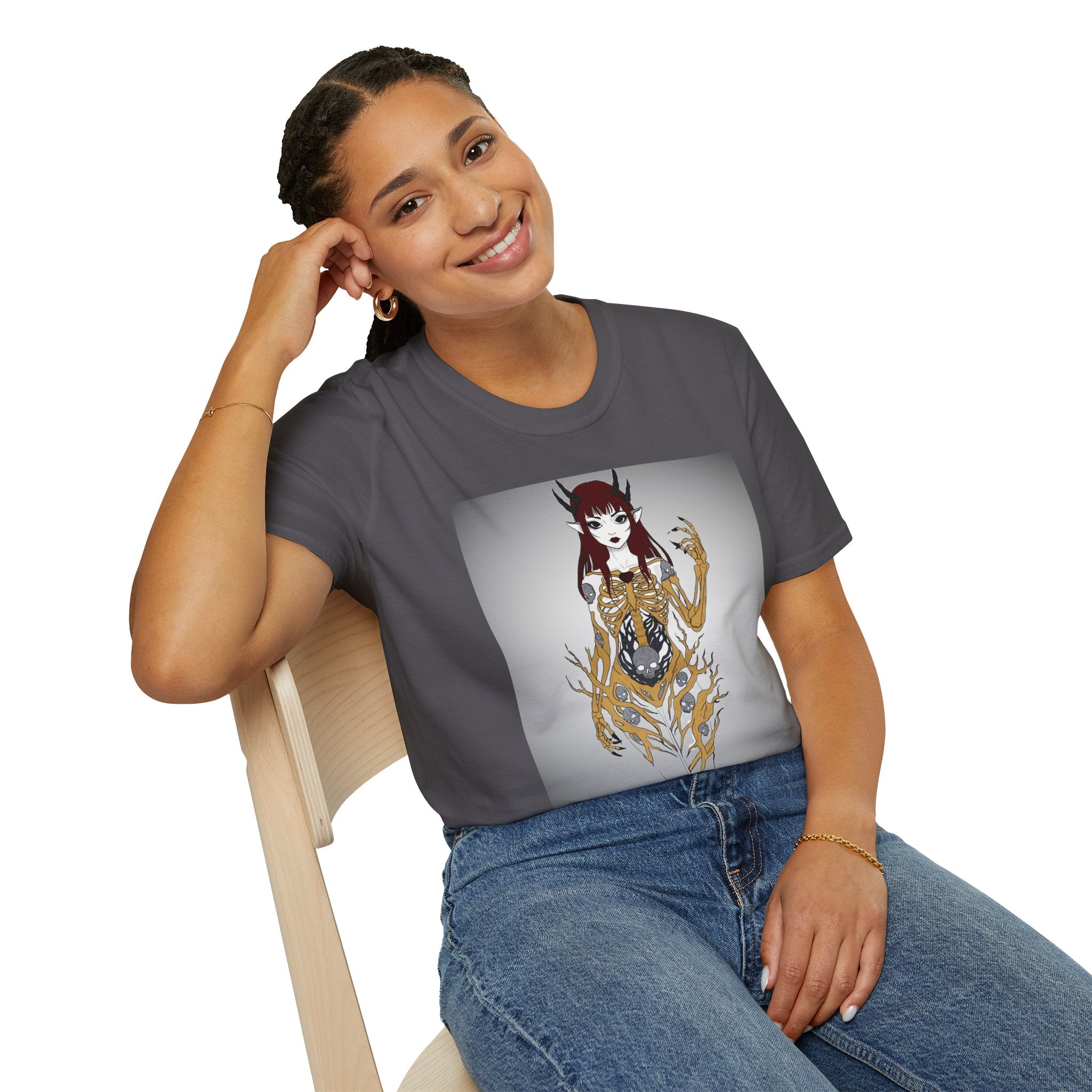 Demonic Floral Skeleton Gothic Anime Girl T-Shirt