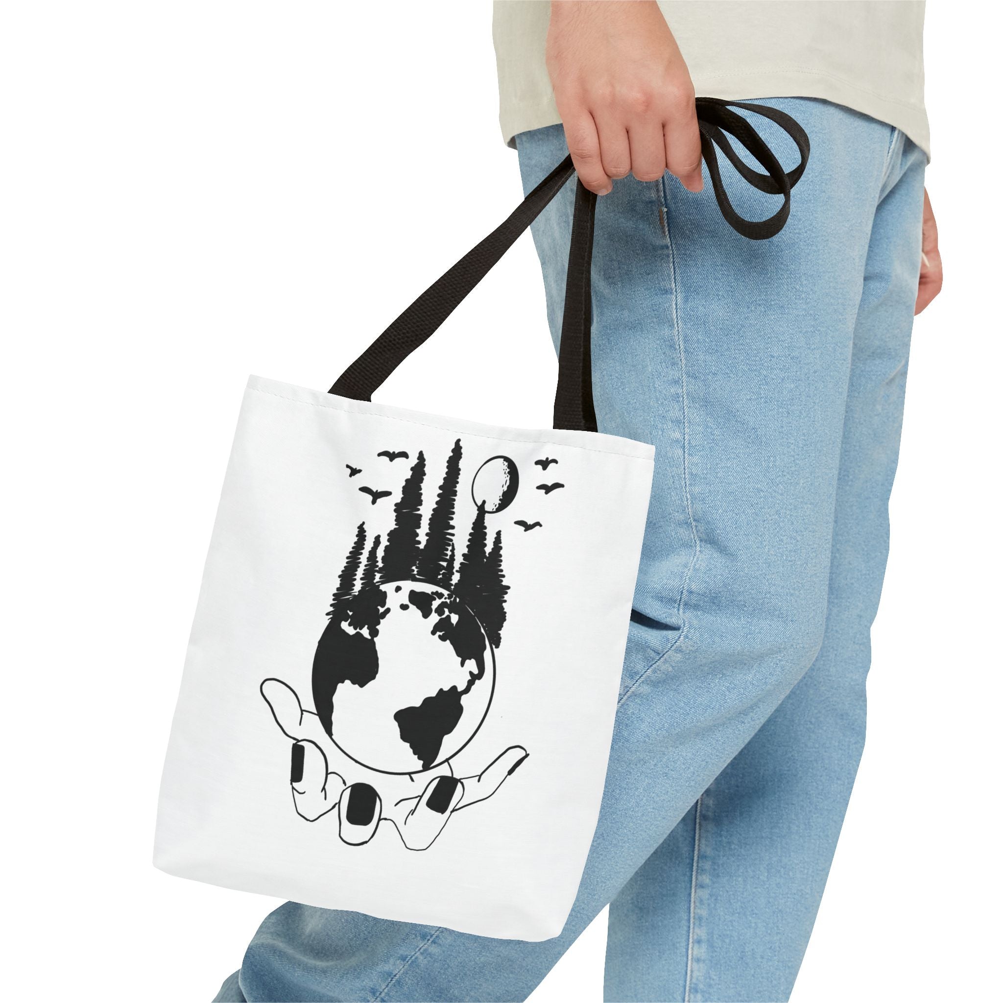 Earth in Your Hands Tote Bag | Eco-Inspired All-Over Print Canvas Tote