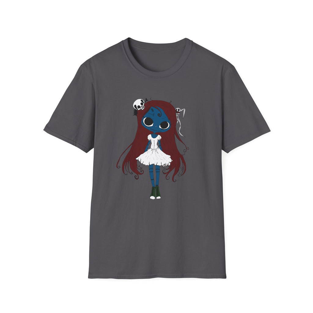 Gothic Blue Doll T-Shirt — Cute Creepy Girl Graphic Tee
