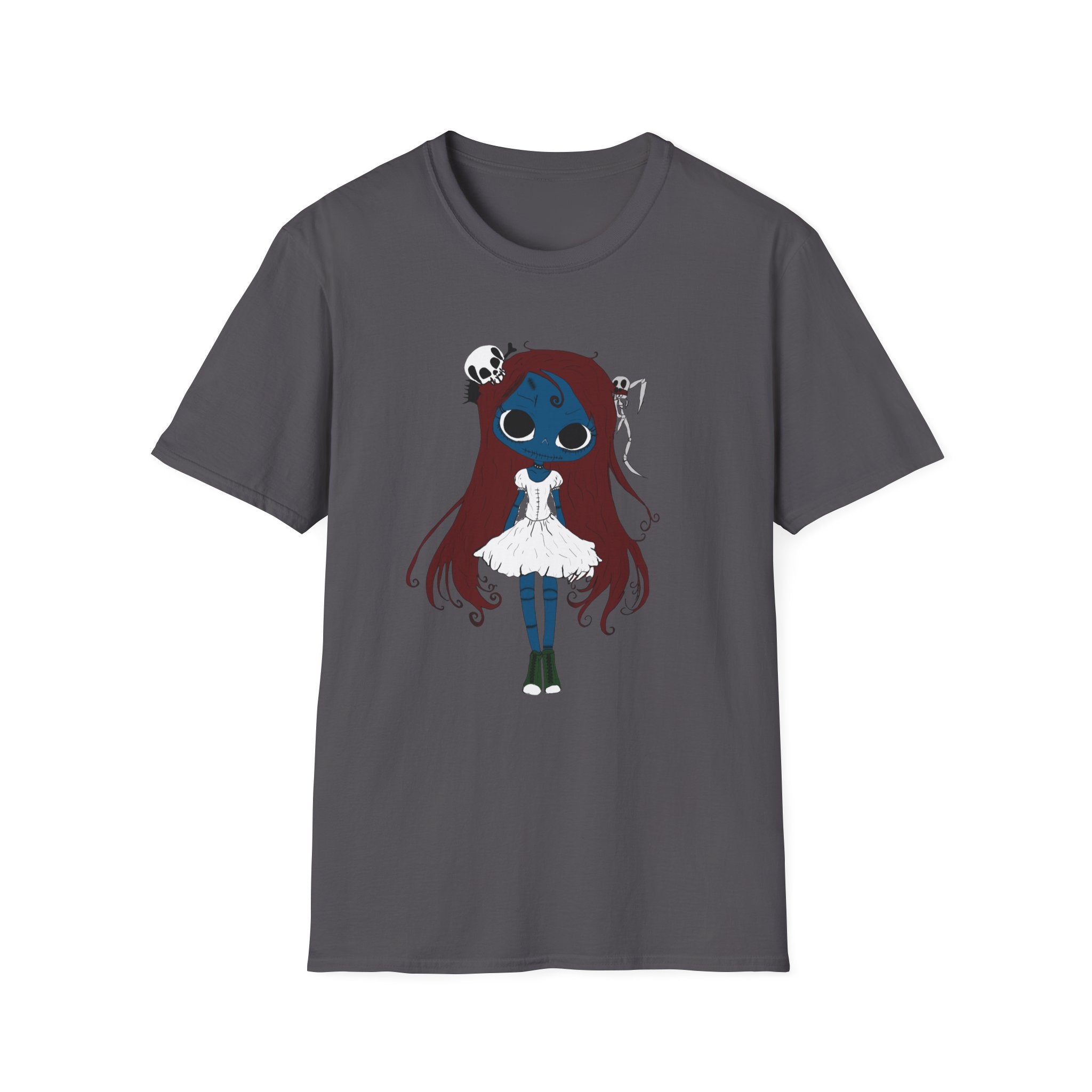 Gothic Blue Doll T-Shirt — Cute Creepy Girl Graphic Tee