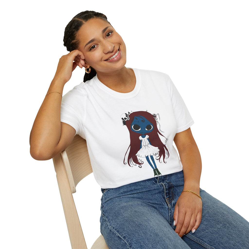 Gothic Blue Doll T-Shirt — Cute Creepy Girl Graphic Tee