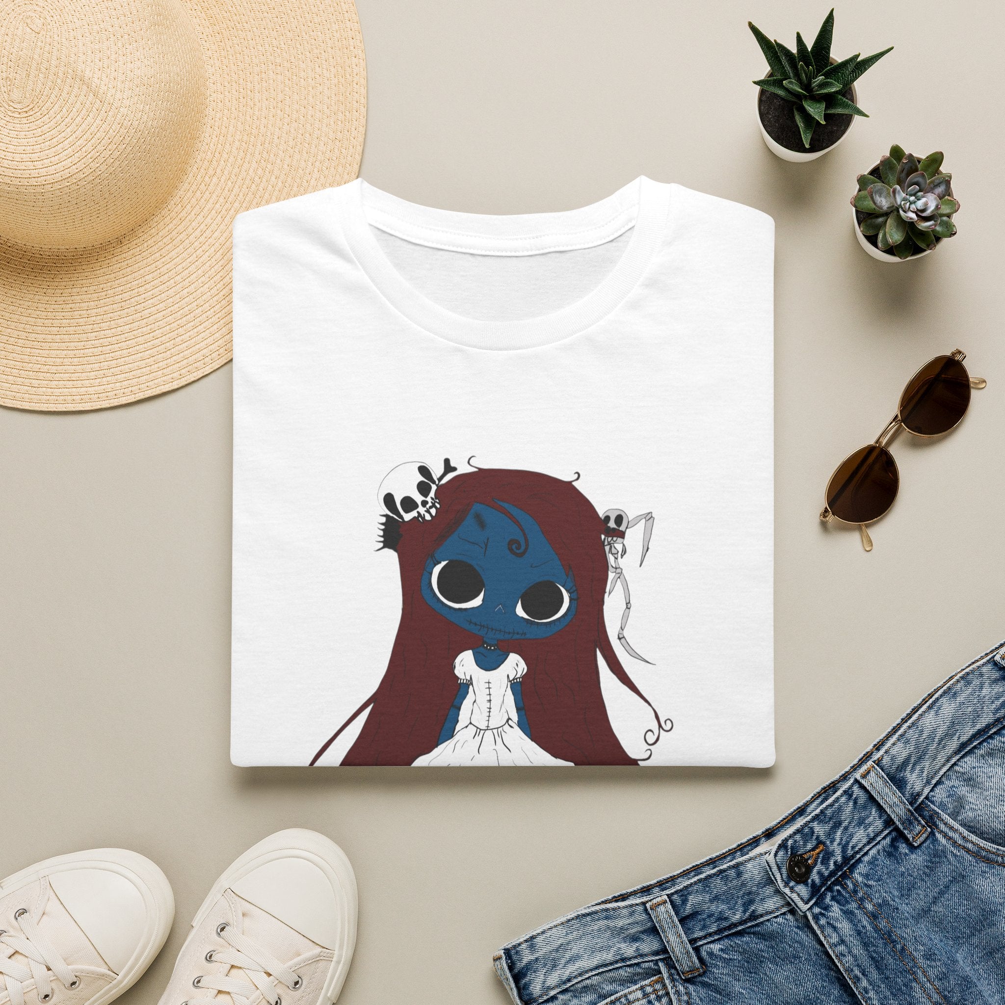 Gothic Blue Doll T-Shirt — Cute Creepy Girl Graphic Tee