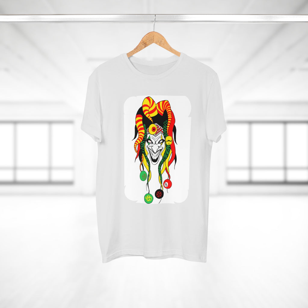 Jester Mask Graphic T-Shirt — Colorful Carnival Joker Tee