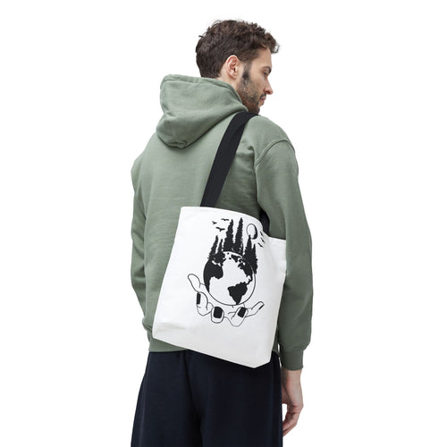 Earth in Your Hands Tote Bag | Eco-Inspired All-Over Print Canvas Tote