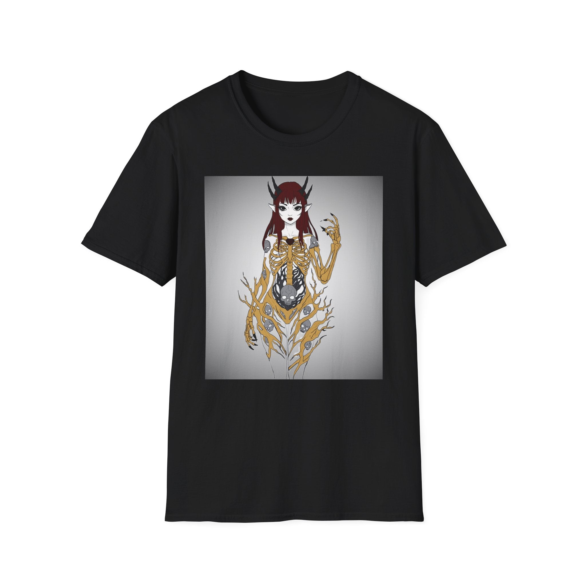 Demonic Floral Skeleton Gothic Anime Girl T-Shirt