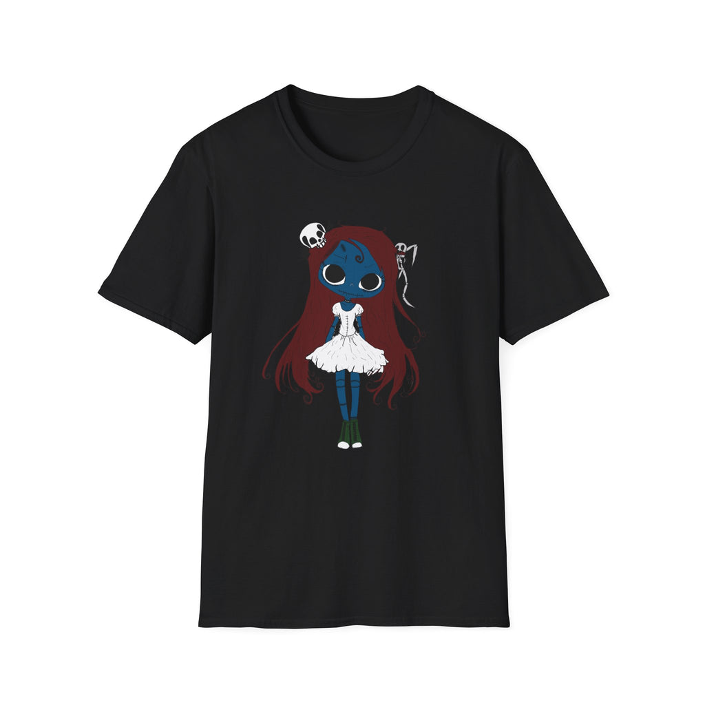 Gothic Blue Doll T-Shirt — Cute Creepy Girl Graphic Tee