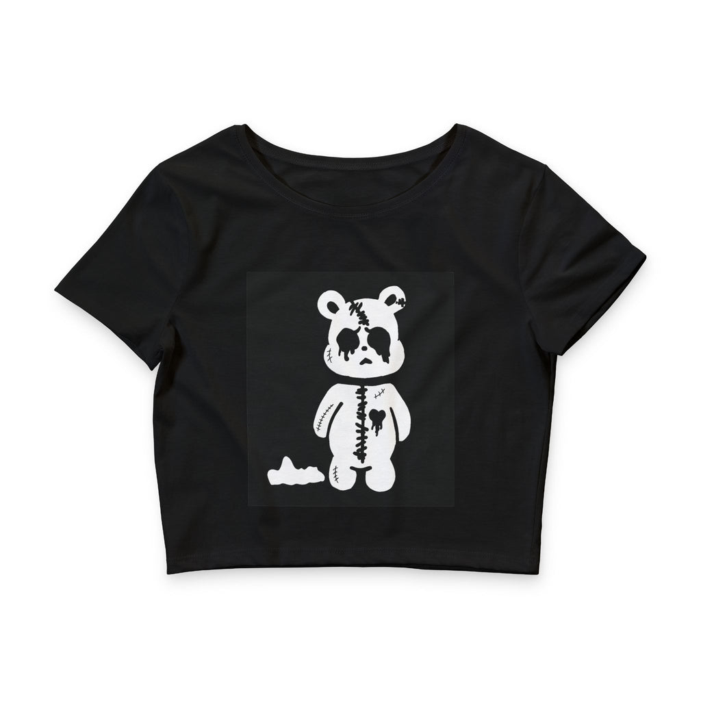 Cute Gothic Teddy Bear Crop Tee — Women’s Goth Punk Crop Top