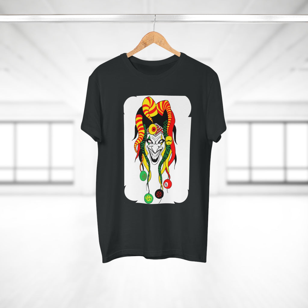 Jester Mask Graphic T-Shirt — Colorful Carnival Joker Tee