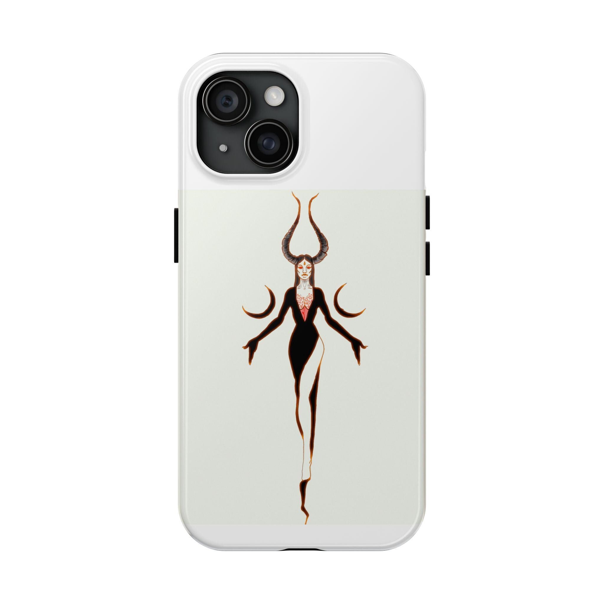 Tough Phone Case: Edgy Horned Figure Art - Impact Resistant