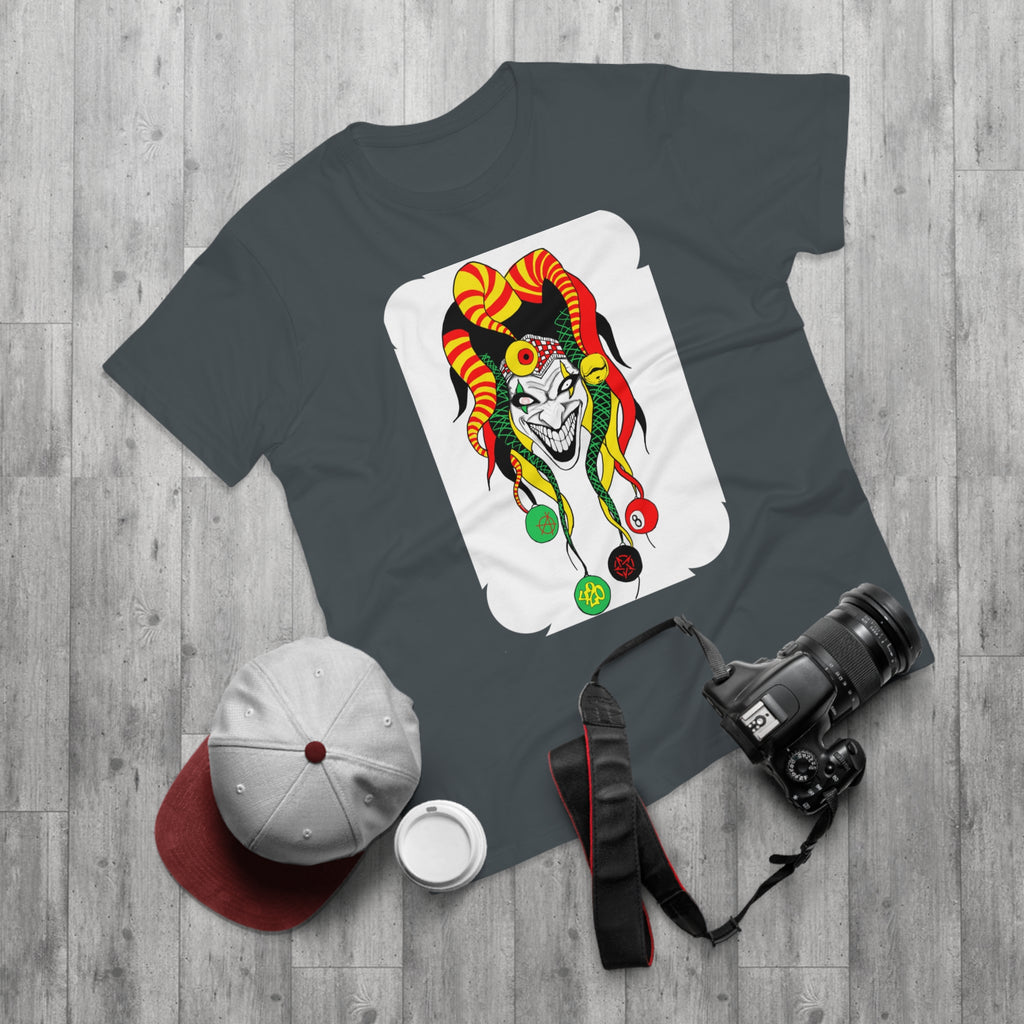 Jester Mask Graphic T-Shirt — Colorful Carnival Joker Tee